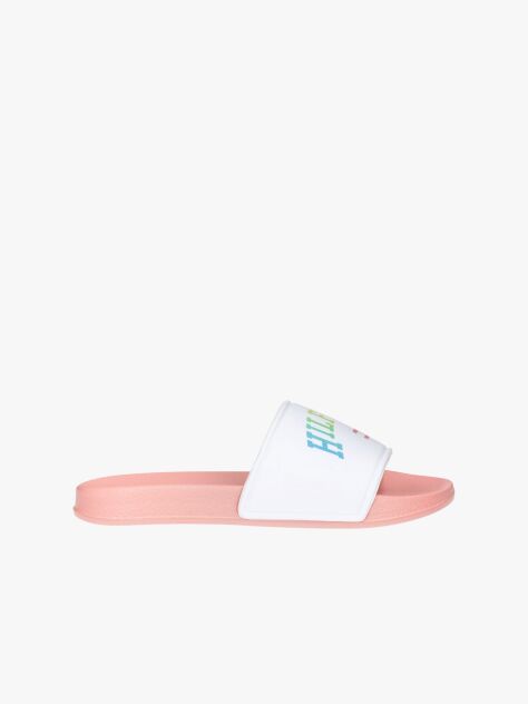 Multi Logo Print Pool Slides  Girls