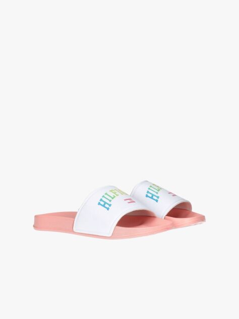 Multi Logo Print Pool Slides  Girls