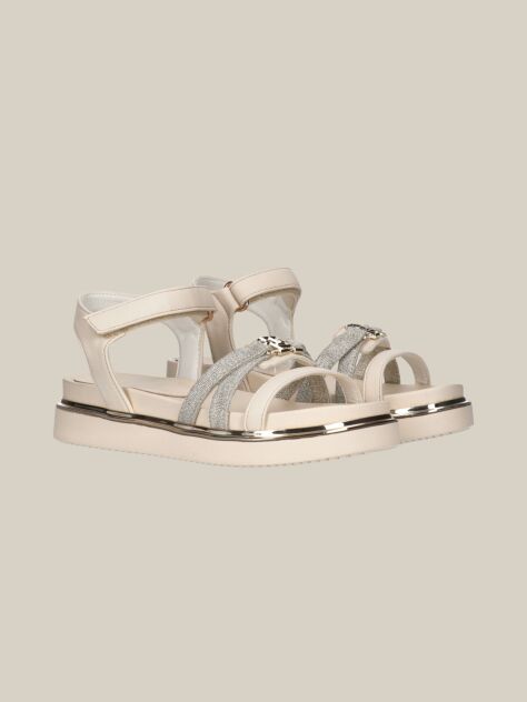Beige Velcro TH Sandal  Girls