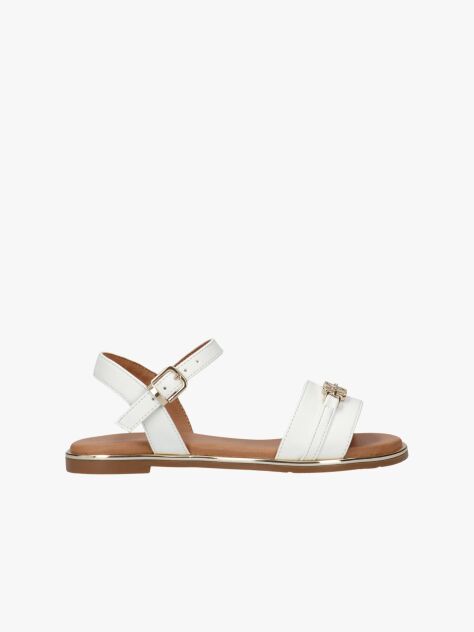 White TH Monogram Plaque Sandals  Girls