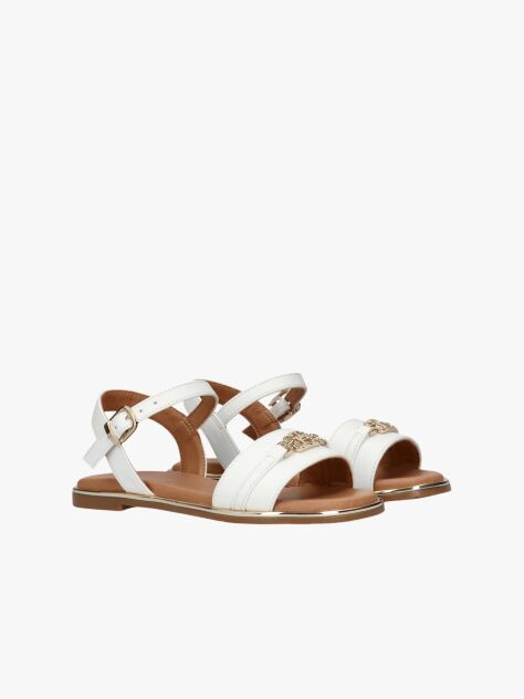 White TH Monogram Plaque Sandals  Girls