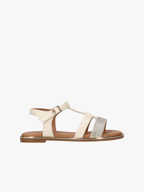 White Glitter Flat Sandals  Girls