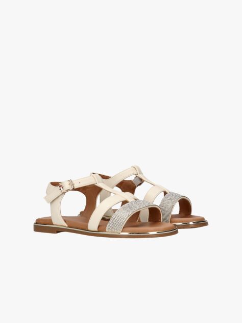 White Glitter Flat Sandals  Girls
