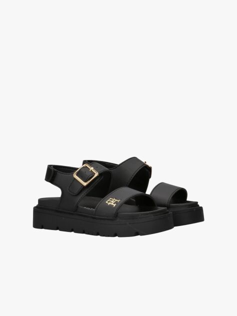 Black TH Monogram Plaque Sandals  Girls