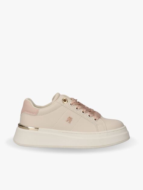 Beige TH Monogram Metallic Trim Sneakers  Girls