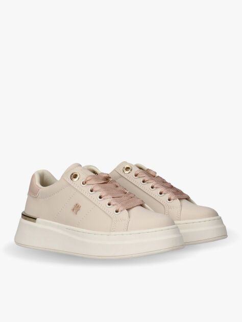 Beige TH Monogram Metallic Trim Sneakers  Girls