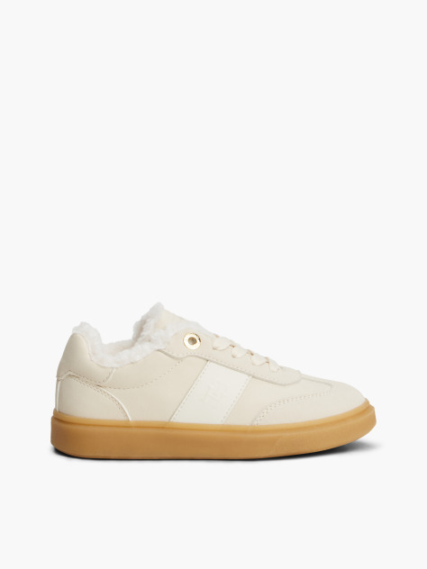 Beige Teddy Lined Lace-Up Sneakers  Girls