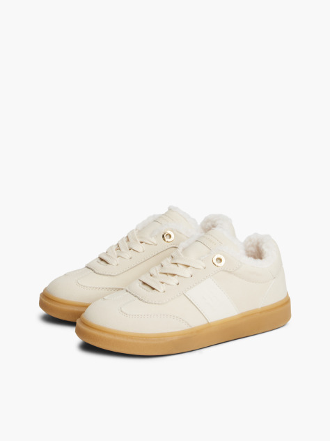 Beige Teddy Lined Lace-Up Sneakers  Girls