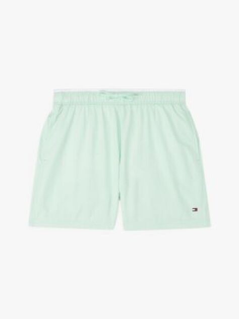 Green Essential Flag Embroidery Mid Length Swim Shorts  Boys