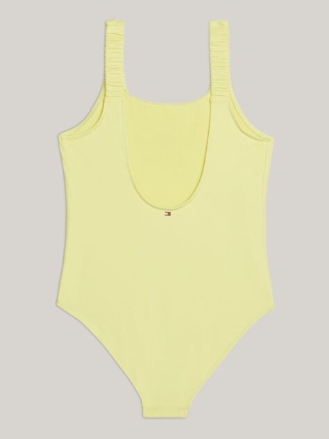 Yellow Hilfiger Monotype Logo One-Piece Swimsuit  Girls