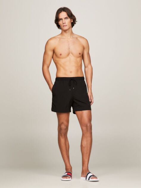 Black Essential Drawstring Mid Length Swim Shorts  Men