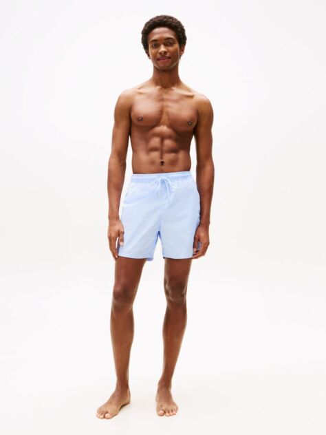 Blue Original Logo Mid Length Swim Shorts  Men