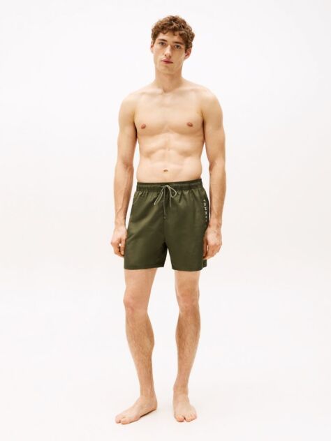 Green Original Logo Mid Length Swim Shorts  Men