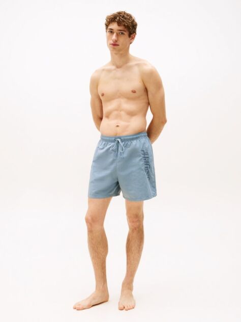 Blue Signature Logo Mid Length Swim Shorts  Men