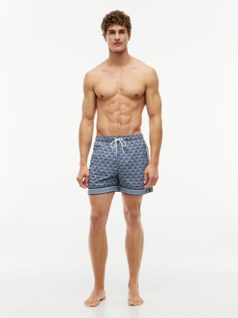 Blue Print Mid Length Swim Shorts  Men