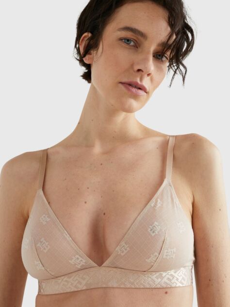 Beige TH Monogram Lace Unlined Triangle Bra  Women