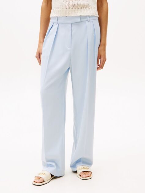 Blue Pigment Dyed Relaxed Straight Leg Trousers  Women