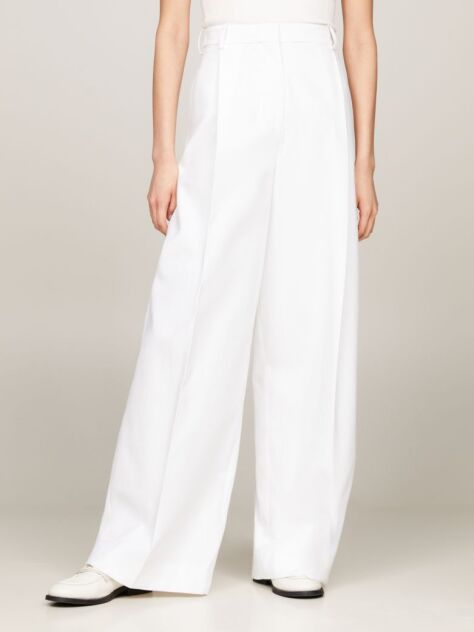 White Crest Pique Bootcut Trousers  Women