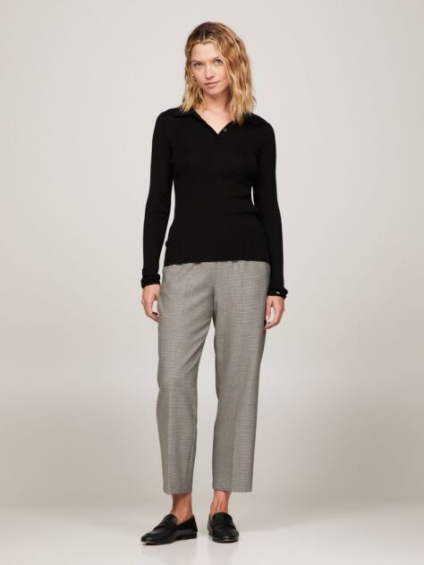 Black Essential Slim Fit Polo Jumper  Women
