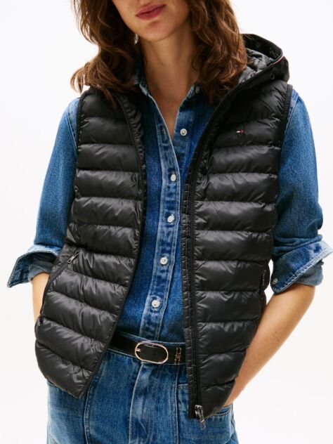 Black Padded Global Stripe Vest  Women