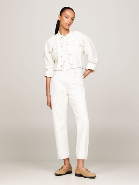 White Classic High Rise Straight Jeans  Women