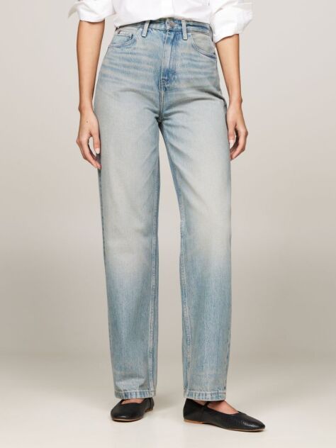 Blue High Rise Relaxed Straight Leg Jeans  Women