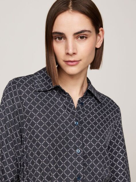 Multi Hilfiger Monotype Belted Midi Shirt Dress  Women