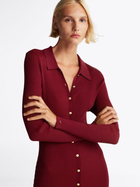 Red Ribbed Bodycon Maxi Jumper Dress  Women