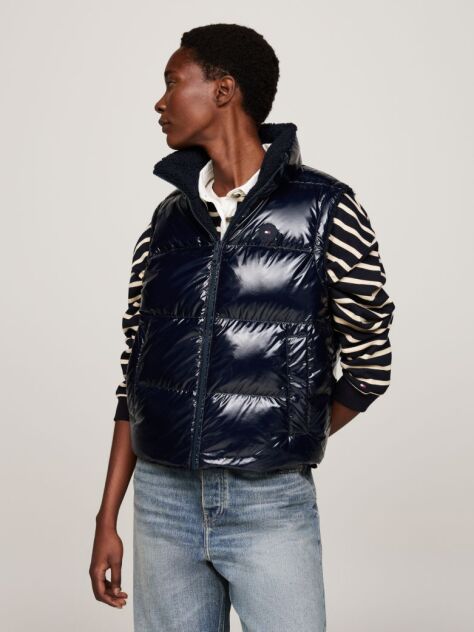 Blue Reversible Teddy Down Vest  Women