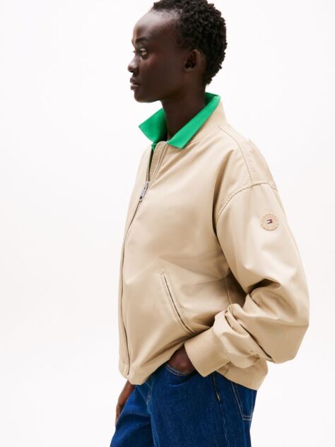 Beige Water Repellent Padded Bomber Jacket  Women