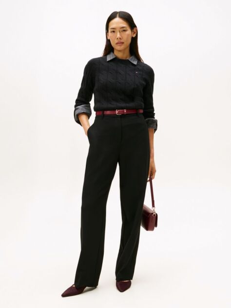 Black Pure Wool Cable Knit Jumper  Women