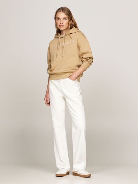 Khaki Logo Embroidery Hoody  Women