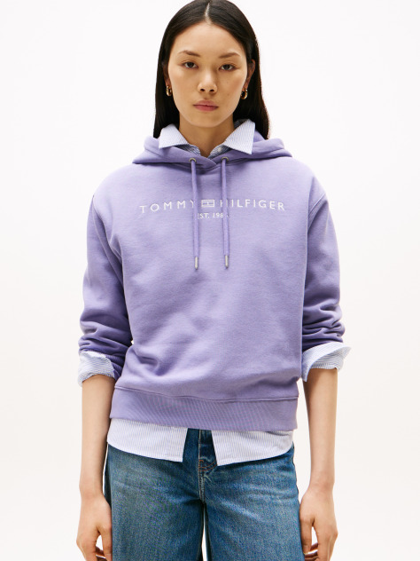 Purple Logo Embroidery Hoody  Women