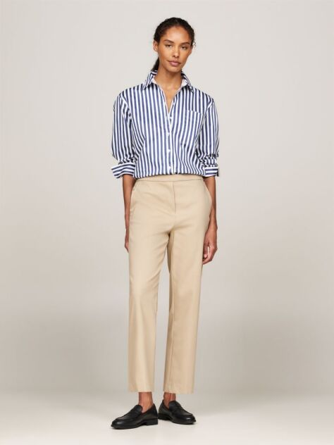 Beige Slim Straight Leg Ankle Trousers  Women