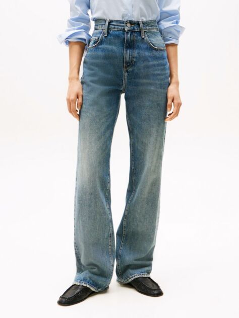 Blue High Rise Relaxed Bootcut Jeans  Women
