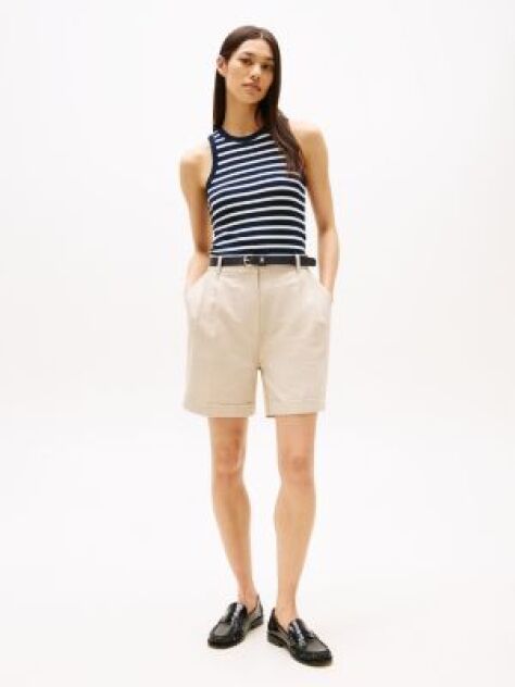 Beige Pleated Shorts  Women