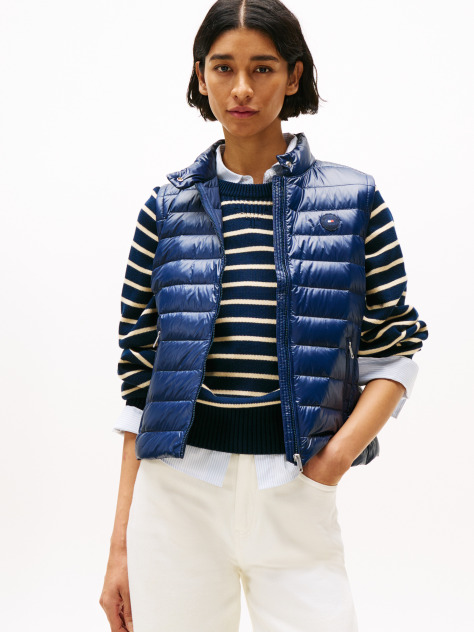 Blue Ultra Light Down Mock Neck Gilet  Women