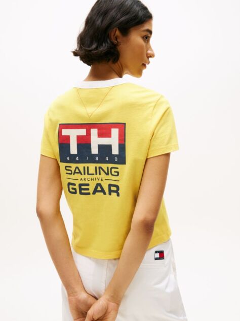 Yellow Hilfiger Sailing Relaxed Back Logo T-Shirt  Women