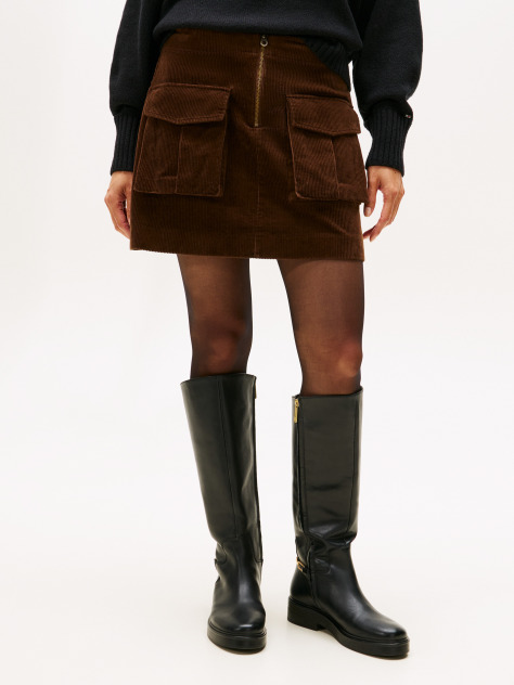Brown Cargo Pocket Corduroy Mini Skirt  Women