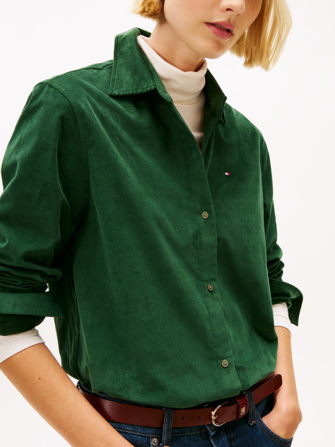 Green Corduroy Relaxed Fit Shirt  Women