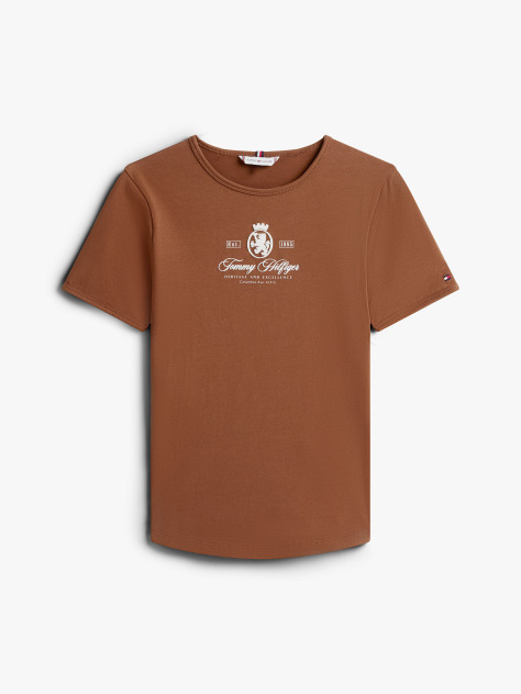 Brown Varsity Crest Slim Short Sleeve Tee  Women