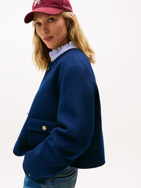 Blue Double-Faced Wool Blend Jacket  Women