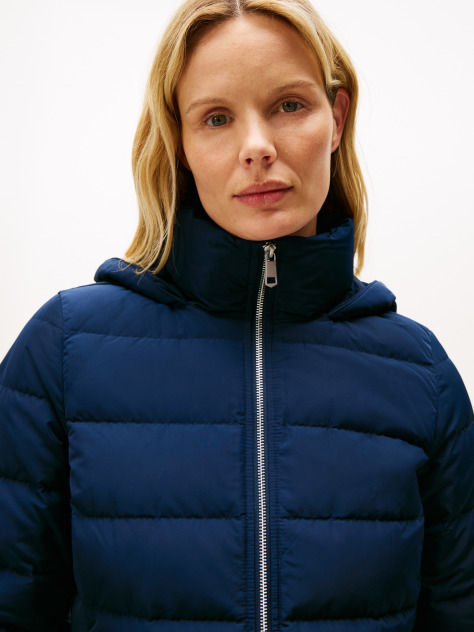 Blue Faux Fur Hood Down Puffer Jacket  Women
