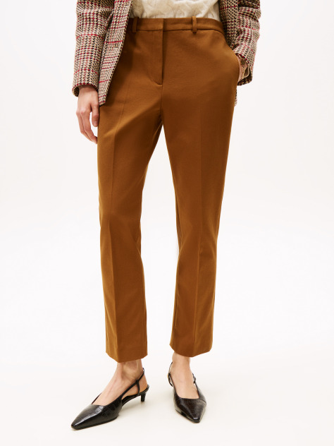 Brown Gabardine Slim Trousers  Women