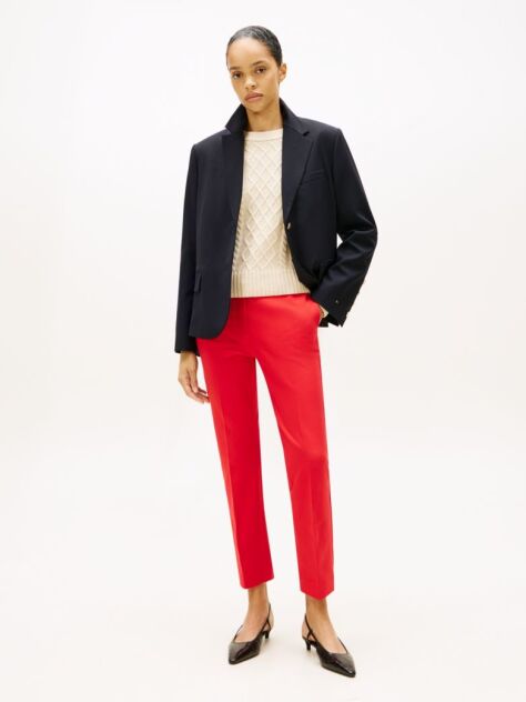 Red Gabardine Slim Trousers  Women