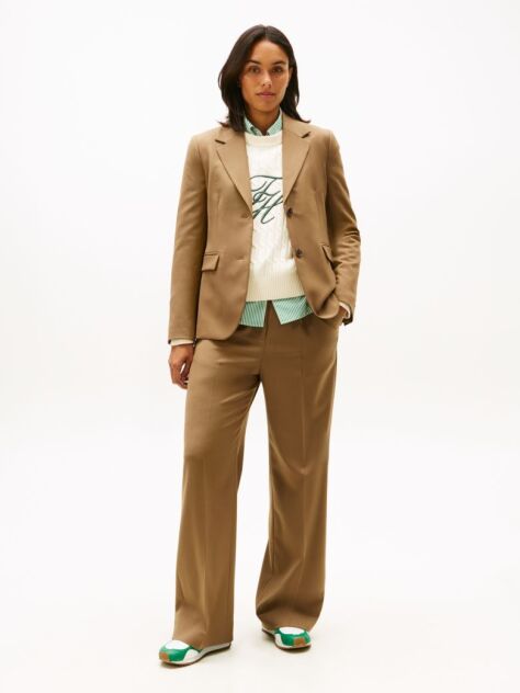 Brown Timeless Wool Blend Wide Leg Trousers  Women