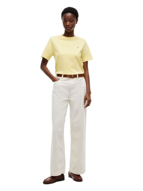Yellow Interlock Knit Boxy T-Shirt  Women
