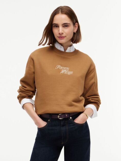 Brown Logo Relaxed Terry Sweatshirt  Women