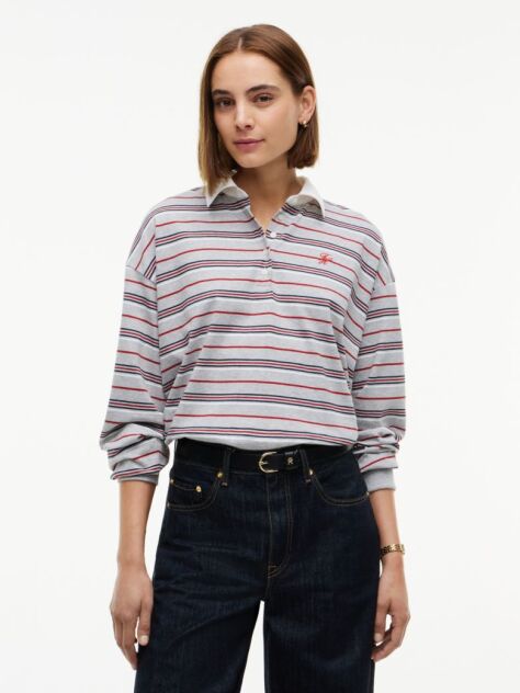 Multi Rugby Stripe Relaxed Polo Sweatshirt  Women