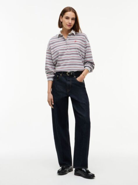 Multi Rugby Stripe Relaxed Polo Sweatshirt  Women